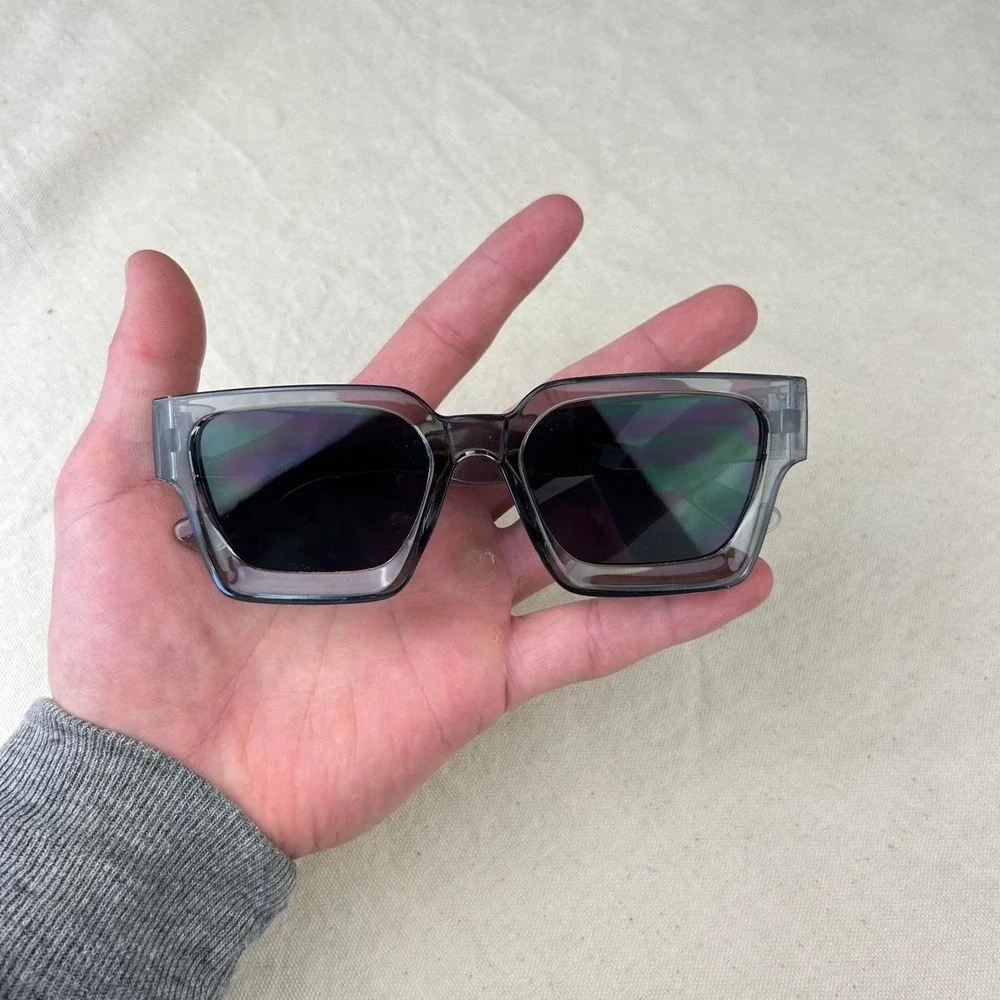 Surfer style black squared sunglasses y2k cyber grunge techno